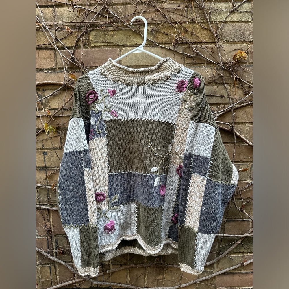 90’s Vintage Floral Patchwork Knit Sweater
